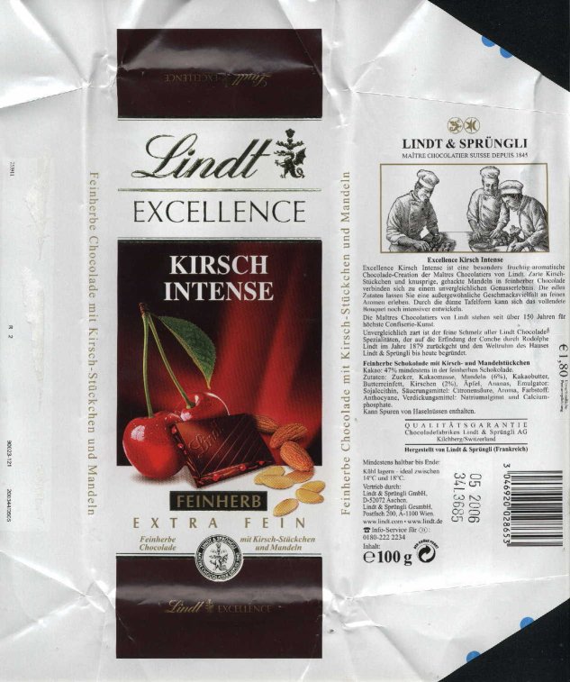 French chocolate wrappers Lindt Excellence.